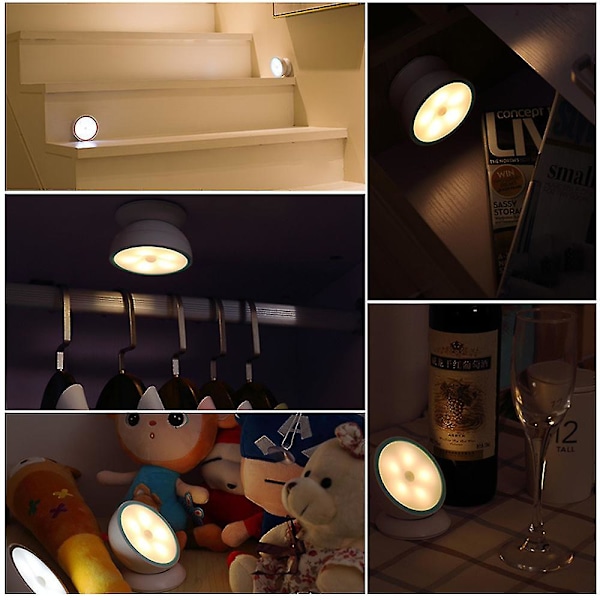 Led natlys sensor magnet roterende base krop induktion lampe til hjem trappe gang, wuzhou (hvidt lys)