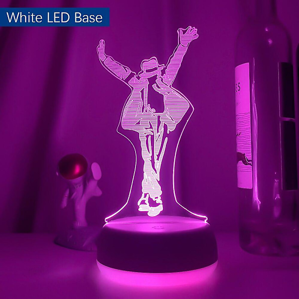 Michael Jackson Dansande Figur LED Nattlampa 3D Illusion Färgförändrande Nattlampa För Heminredning Sängbordslampa Present Vit LED-bas