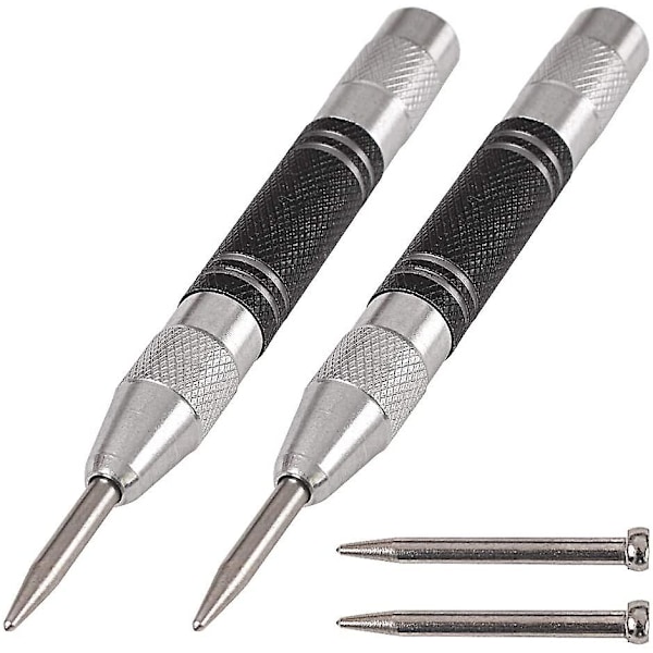2-pack 5\" Automatisk håltagare fjäderbelastad, justerbar spänning, med 2 reservspetsar