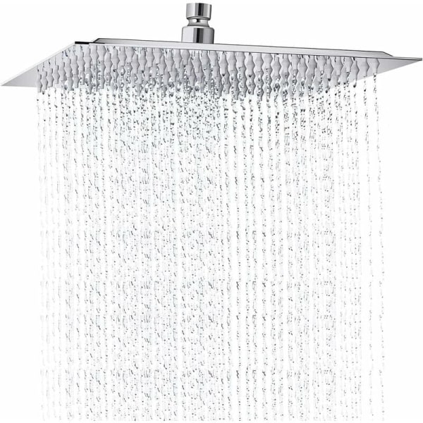 Statiskt fyrkantigt duschhuvud i rostfritt stål med spegel 180° vridbar Kraftfull högtrycksspruta för badrum.