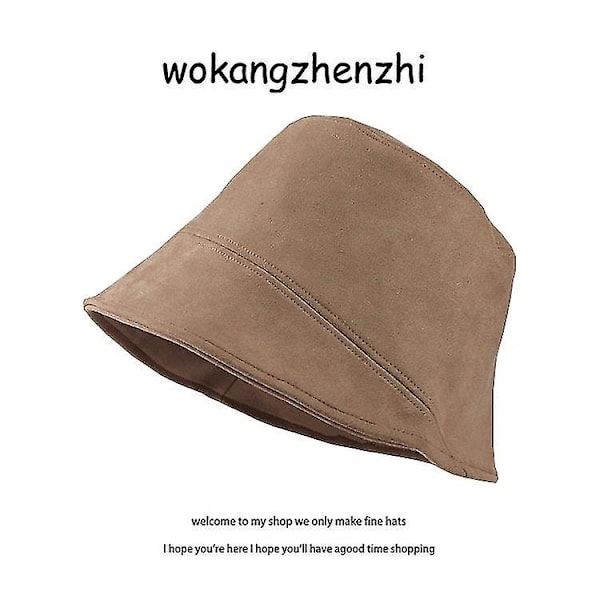 Sydkorea Ins Höst Och Vinter Solid Fär Mocka Fiskarehatt Kvinnlig Nisch Designer Ansikte Liten Bassäng Kepss Bucket Hat（Grå）