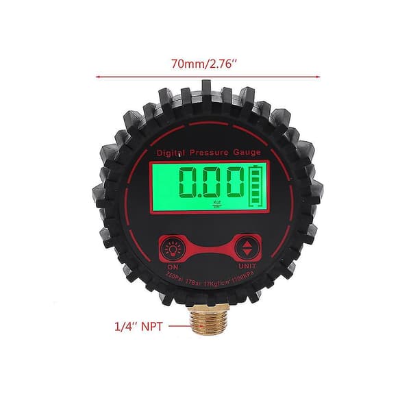 Lcd Digital Manometer Trykmåler 0-250 Psi 1/4\" Til Bil, Motorcykel