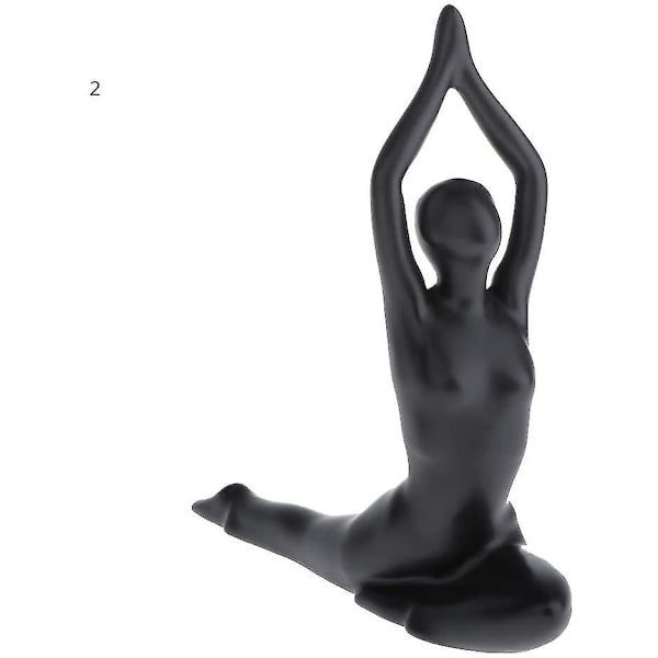 Sharprepublic Skulptur. Flickkeramiska figurer. Yoga Pose Svart Modell Kvinna Staty Statyett