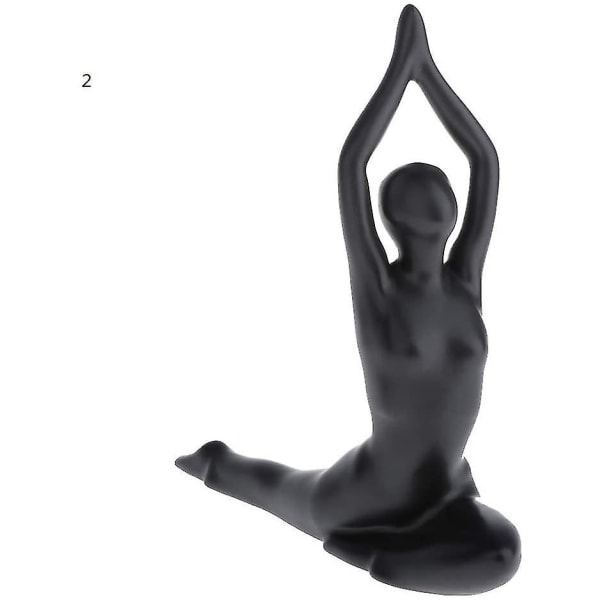 Sharprepublic Skulptur. Jente Keramikkfigurer. Yoga Pose Svart Modell Kvinne Statue Statuett