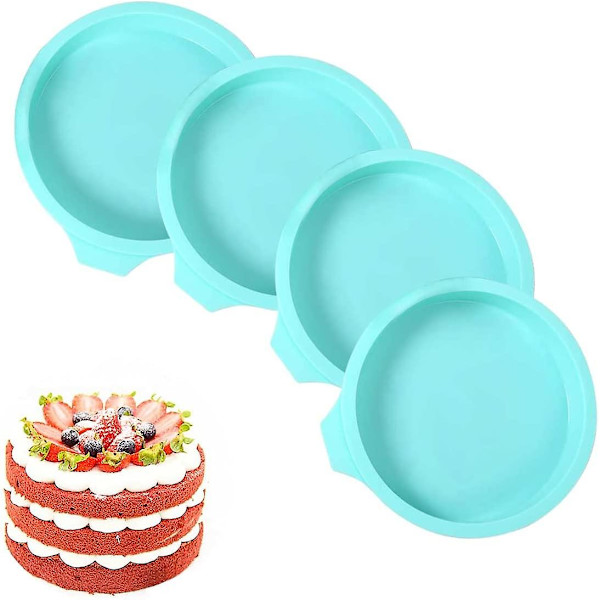 4 st lagertårtform, 6 tum regnbågsbakform, kakform silikon rund bakform silikonformar läckagesäker lagertårtform non-stick bakform (rosa)