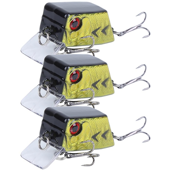 3 st Mini Cube Bete Artificial Fish Lure Fiske Tackle Verktyg med Vassa Krokar 3#