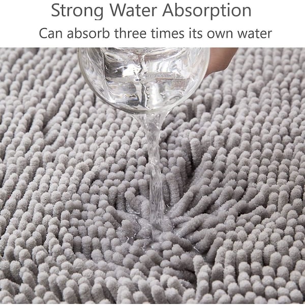 Sklisikker absorberende badematte 80cmx50cm Chenille Mikrofiber Bad Dusj Matte, Grå (80cm*50cm, Grå)
