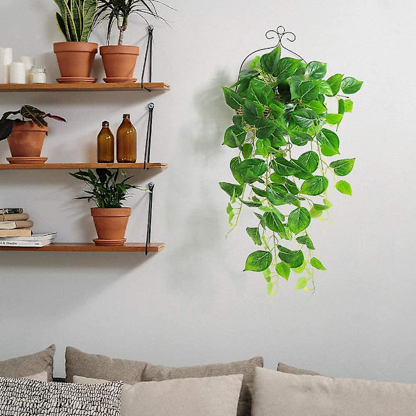 Kunstige hængende planter Ivy Vine falske blade Greeny kæde væg hjem værelse have bryllup guirlande (1stk, ingen kurv)