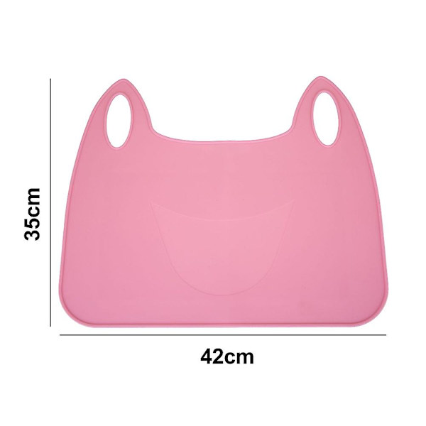 Silikone Hundeskål Katteskål Måtte, Hævede Kanter for at Forhindre Spild Kæledyr Fodring Måtte, Skridsikker Fodring Bakke（pink）