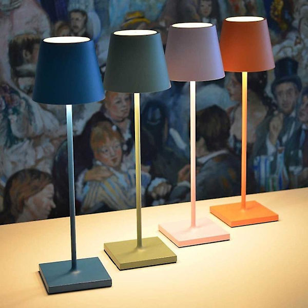 Sladdlös bordslampa i aluminium, 3-vägs dimbar, vattentät, i metall, USB-laddningsbar bordslampa för läsning -CL KJ（Svart）