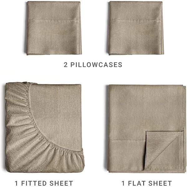 Full Size Sheet Set - Andningsbara och kylande lakan - Mjukare än jerseybomull - Samma utseende som jerseytrikålakan och t-shirtlakan - Djupa fickor - 4 Pi