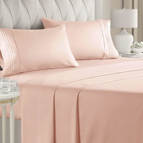 King Size Lakensett - Pustende og avkjølende laken - Hotel Luksus Sengetøy - Ekstra Mykt - Dype Lommer - Enkel Passform - 4-delt Sett - Krøllfritt - Komf