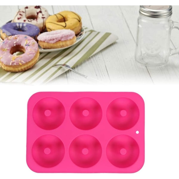 Bagepande, Silikone Donut Non-stick Donut Chokoladeform Til Muffins Kage Biscuit Bagels Mikrobølgeovn, fryser sikker (1 stk, Rose Red)