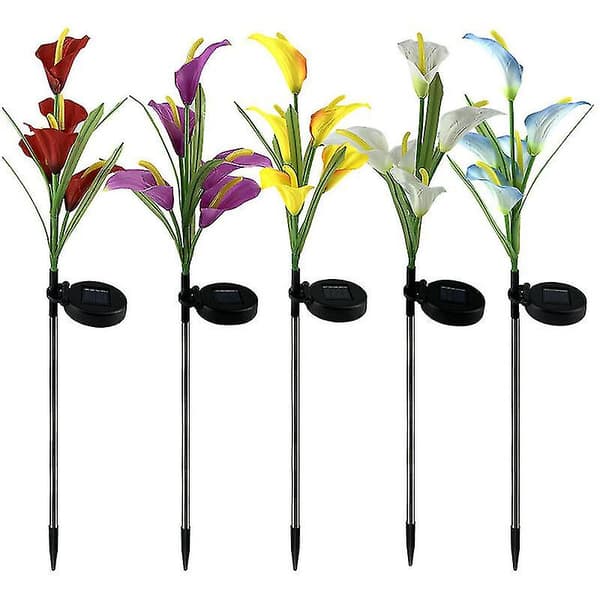 2 st utomhus solcellslampor LED Calla blomma ljus-lila