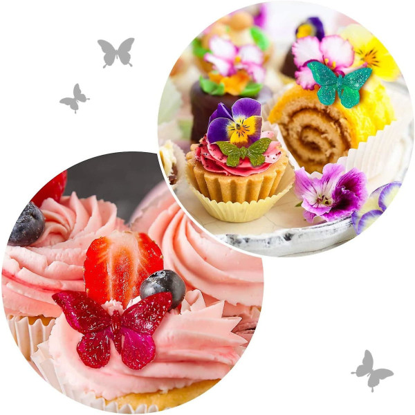 Sommerfuglform Silikonformer Sjokoladefondantform Candy Gummy Bakefondantformer Non-stick gjør-det-selv-bakeverktøy for kjøkken (8 stk, rosa)