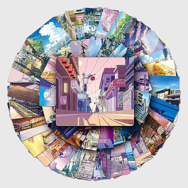 50 stk. Anime Street Scenery Sticker Vinyl Vandtæt Æstetisk Sticker Til Bærbar Scrapbooking Vandflaske Skateboard Bagage Biler Guitar, Japanes