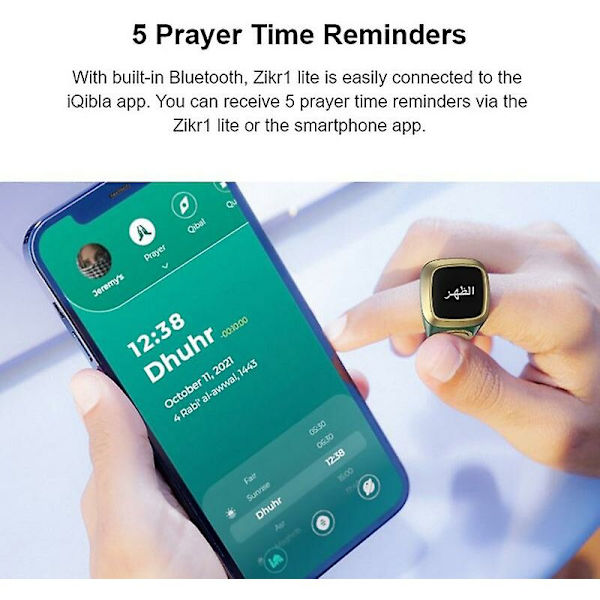 Smart Tasbih Tally Counter Ring för muslimer Zikr Digital Tasbeeh 5 bönetider Hfmqv-FÄRG: Rosa 1st