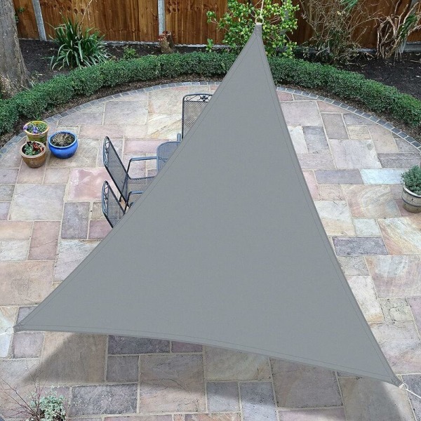Grå Parasol 2m x 2m x 2m Triangel Solskydd Utomhus 420D Polyester Trädgårdsskärm Vattentät Skugga Skydd Balkong Solskydd