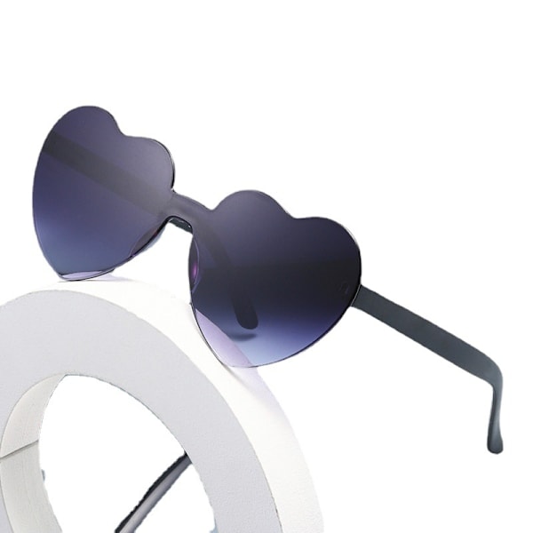 Hjärtformade solglasögon utan ram, transparenta hjärtformade glasögon Gradient Purple