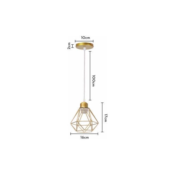 Delad ljuskrona hängande lampa Retro E27 Kreativ industriell diamantburlampa Sovrum Vardagsrum Kök ??16cm - Guld - Guld DRIVE