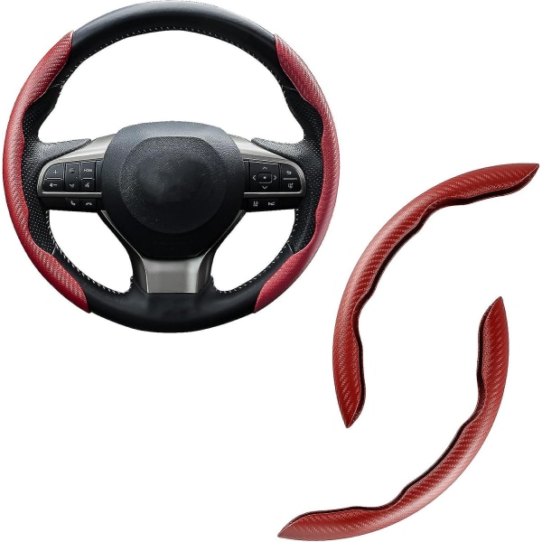 Liukumaton hiilikuituinen ohjauspyörän cover, Segmentoitu ohjaus Butterfly Universal 99 % auton pyörän suoja, auton sisätarvikkeet (punainen)