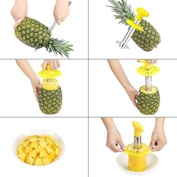 Enkel köksredskap i rostfritt stål för ananas, skalare, kärnborr och skärare