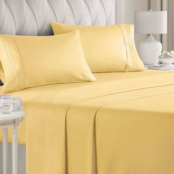 California King Size Lakanuppsättning - Andningsbara & Kylande Lakan - Hotell Lyx Sängkläder - Extra Mjuka - Djupa Fickor - Lätt Passform - 4 Delar Set - Rynk