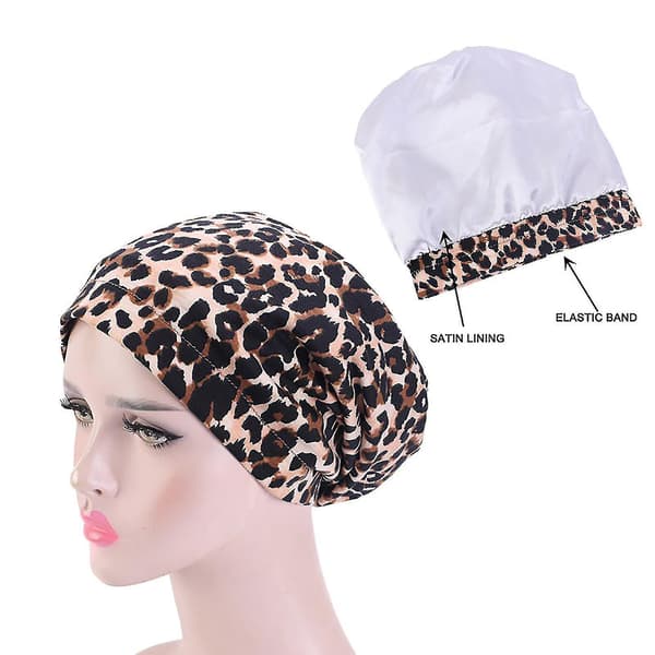 Damemote Stretch Myk Justerbar Satenghette Med Bredt Fôr leopard print