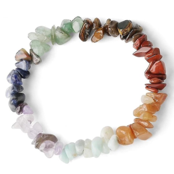 Naturstein 7-chakra Chip Beads Healing Crystal Armbånd