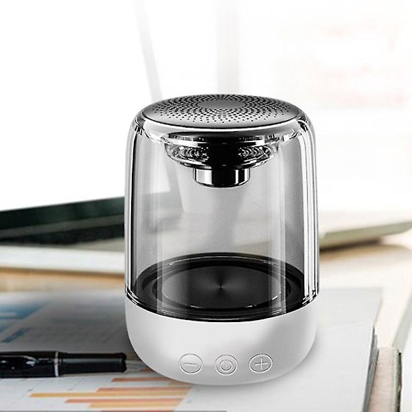 C7 Crystal Glaze Stereo Bluetooth-kaiutin LED-valoilla ja herätyskellolla (valkoinen)