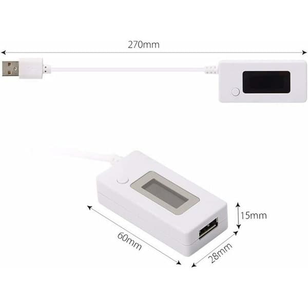 Vit svans LCD-bakgrundsbelysning LCD-digital display USB-amperemeter voltmeter laddningskapacitetsdetektor detekteringstabell