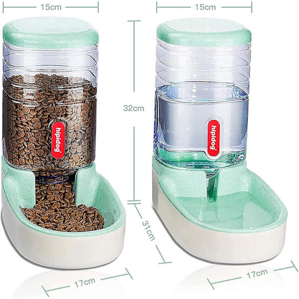 3,8 l Automatisk Kattmat Dispenser Automatisk Mat Skål Matare Och Drickare Tillbehör Resa Matare Och Vatten Dispenser För Katt Hund Kanin Husdjur Grön