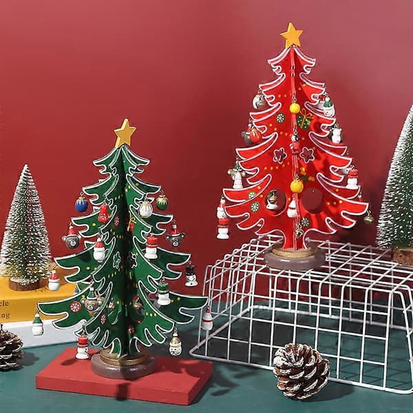 Julepynt Julepynt træ DIY pynt scene layout rød 24CM