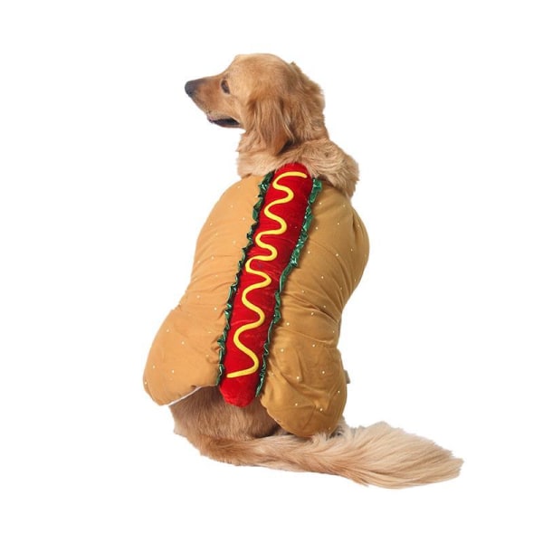 Roliga Pet Dog Katt Kläder Dress Up Cosplay Hot Dog M