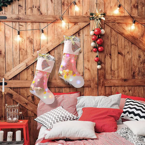 Julstrumpa 2-pack 18\" Stor Gnome LED-lampa