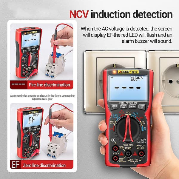 Digital multimeter testare för elektriker och elunderhåll, stöttålig (blå)