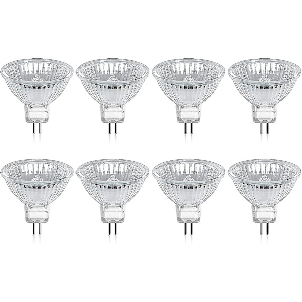Halogenpære Gu5.3 Mr16 35w 12v varm hvit 2800k dimbar, glassdeksel 400 lumen 2-pin erstatningsspotlys, 8-pakning Cisea