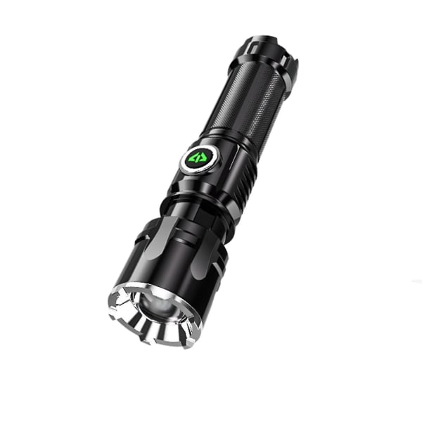 LED-taskulamppu, 1000 lumenin superkirkas taskulamppu, zoomattava, ladattava taskulamppu, jossa 4 tilaa, tehokas kädessä pidettävä taskulamppu (musta)