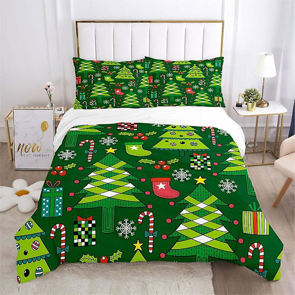 Jultomten Jul Sängkläder Sängset Tvilling Full Queen King Size Jul Ren Jul Täcke Set Påslakan För Heminredning（Som visas）