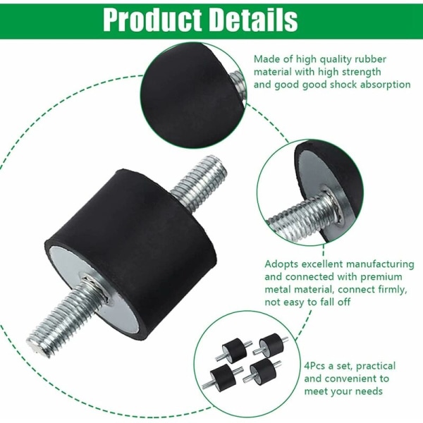 4 st M10 Anti Vibrationsdämpare Gummi Isolatorfästen Luftkompressor Pumpdämpare 40x30 för MODOU Bil Båtspolar