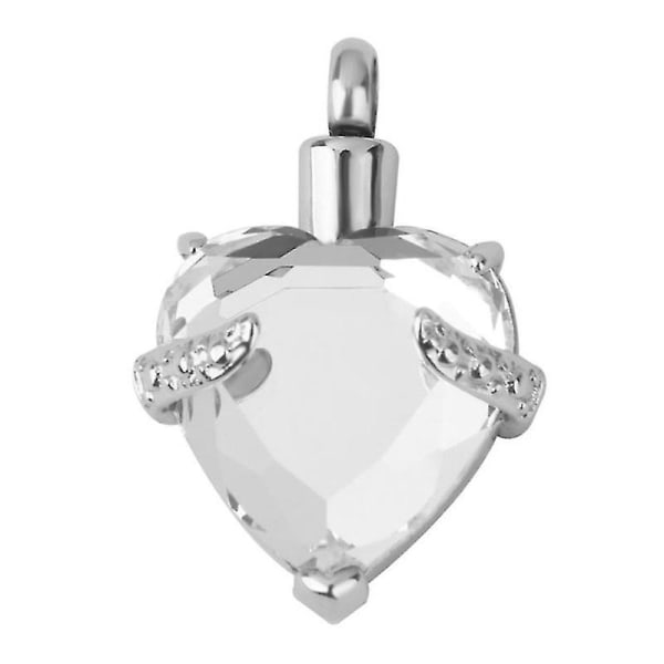 Hjerteform Krystalkremering Urne Smykker Tilbehør Ash Memorial Pendant Halskæde Keepsake (hvid)