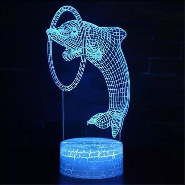 Creative Night-lampa Fjärrkontroll Sleep-lantern 3w 3d Dolphin Bulb USB Led Färgglada sänglampor Barndekor Bordsljustyp1