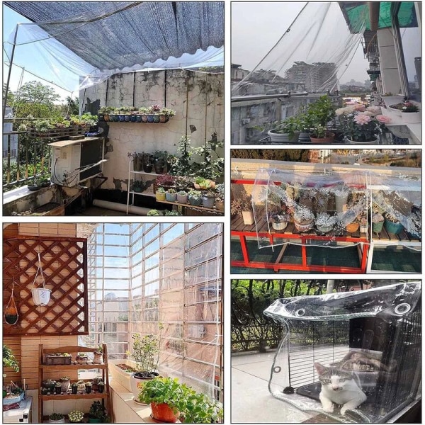 Vattentät presenning, klar PVC presenning med öglor, isolerad presenning för trädgård, uteplats, växter, väderbeständig transparent presenning (1,2 x 1 m)