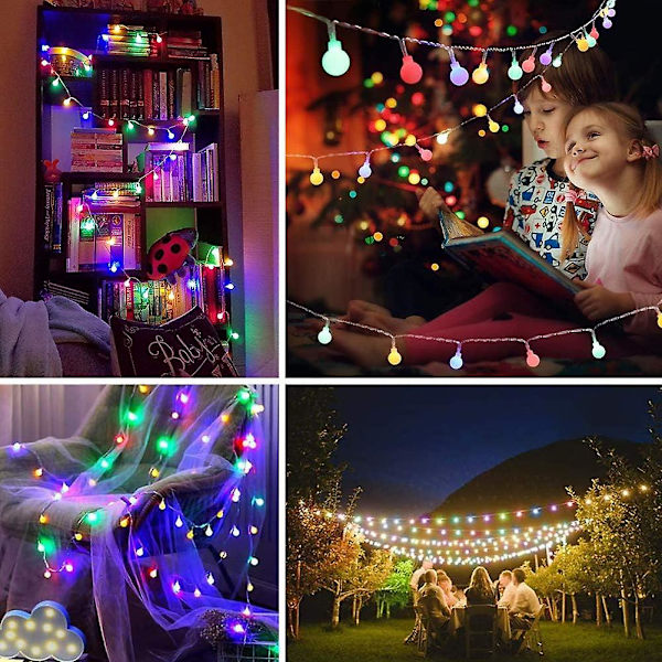 Färgglada utomhuslampor, 12M 100 LED, julgransbelysning för festträdgård balkong och inomhus, jul, barnrum, fest,