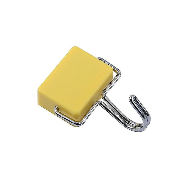 2 st Super Magic Iron Absorbing Magnetic Non-marking Hooks Strong Magnet Hooks för Kök Kylskåp, Gul och Rosa, 3.5*5.5*3cm