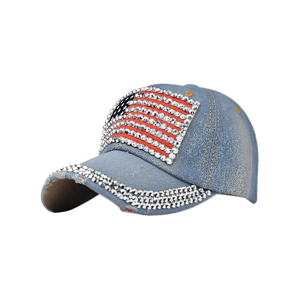 Herre- og damemode Metal Drill Uafhængighedsdag Flag Bogstav Print Retro Street Baseball Cap Hat