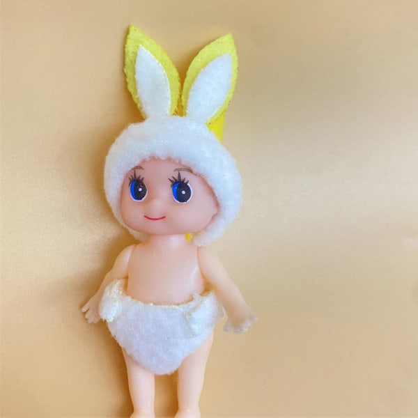 Mini påskehare til dukke miniature alfedekoration kostume plys til dukke nyfødte gaver tilbehør rekvisitter til påske da（grøn）