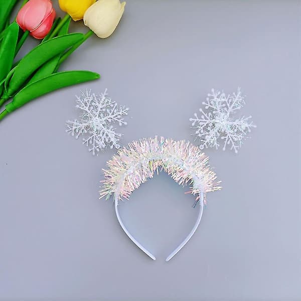 Fluffy Snowflake Snøfnugg Hodebånd for kvinner Tegneserie Jul Hodeplagg