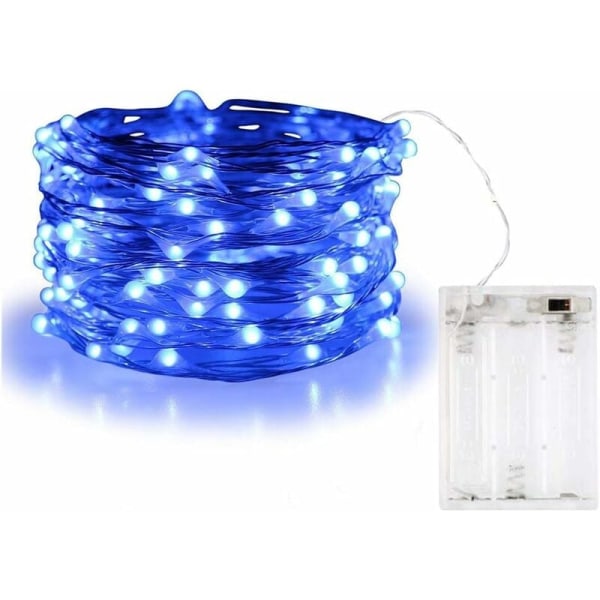 Batteridrivna ljusslingor, 30 lysdioder 3M/10FT Micro Silver Wire LED Firefly Light DIY-dekoration för sovrumstältkrukor Vägg (blå) - MODOU