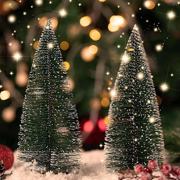 10 st 25 cm Mini Julgran Artificiell Miniatyr Gran Grön Mini Julgran Små Jul Dekoration Figurer
